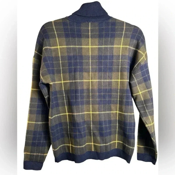 Tristan turtleneck thick sweater,  Medium, plaid. Winter Cozy Office Chalet - Picture 5 of 6